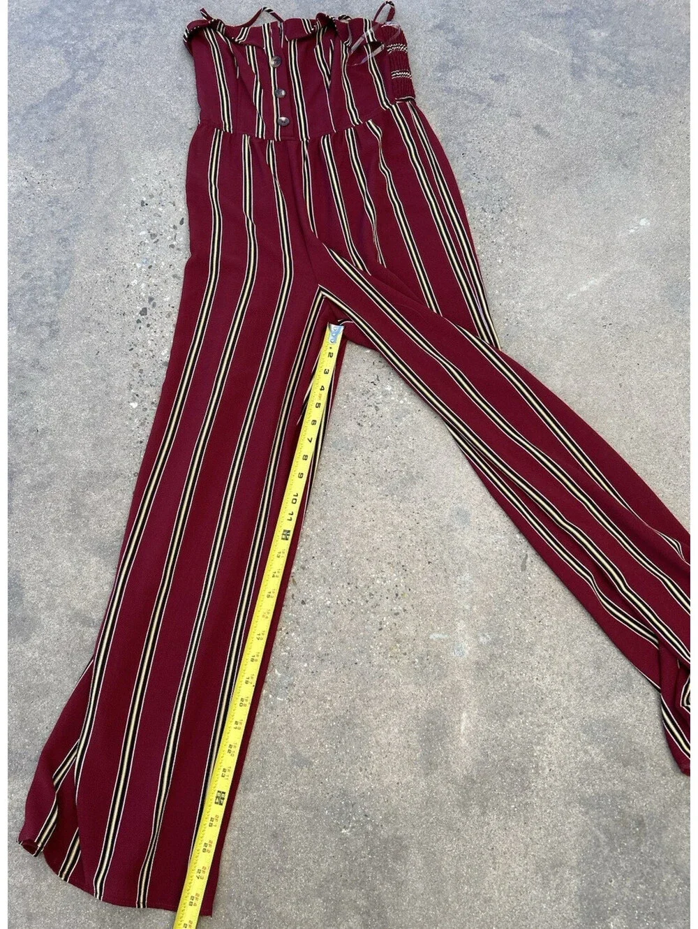 Kenedik Jumpsuit Made USA size Sm Spaghetti Shoulder Strap Red Striped One Piece